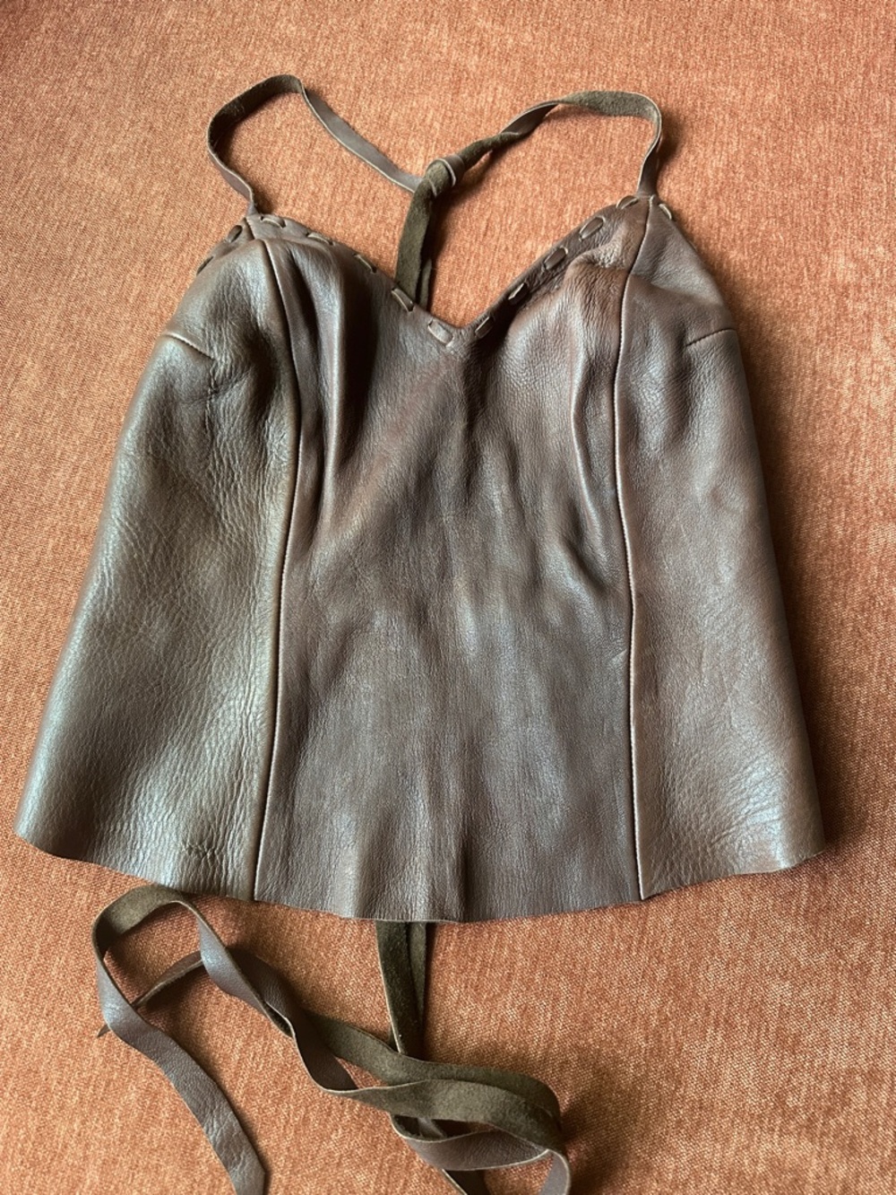 Real Leather Halter Top in Brown